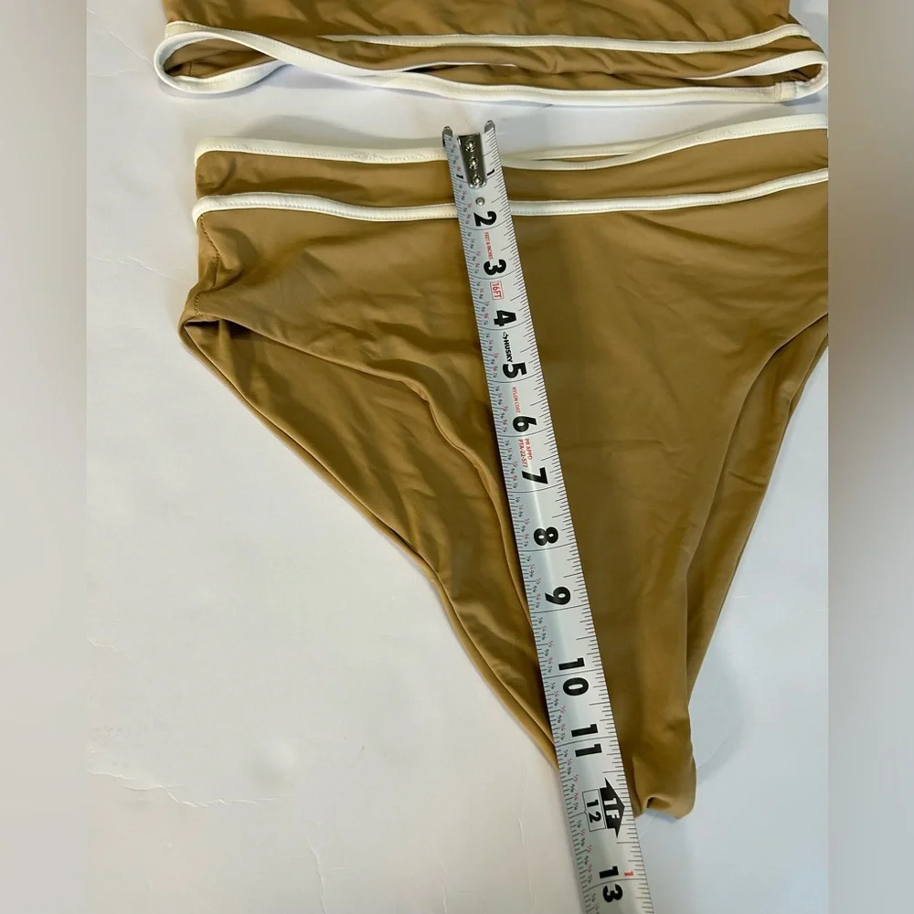 Stone Fox Swim Tan Bikini Set Size Top Medium Size Bottom Small